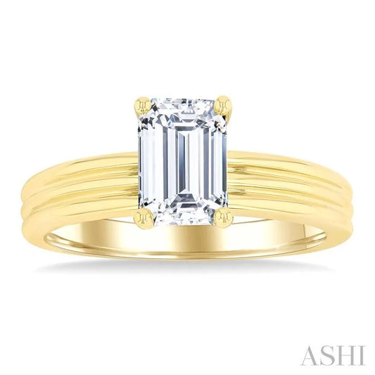Emerald Shape Semi-Mount Diamond Engagement Ring