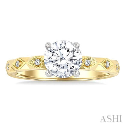 Round Shape Semi-Mount Diamond Engagement Ring
