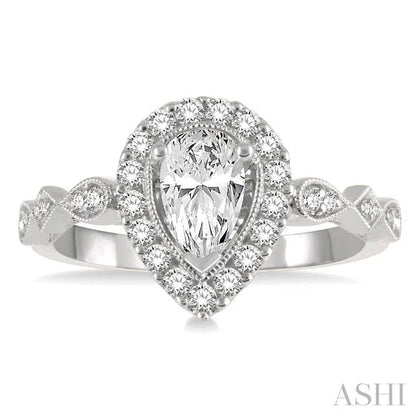 Pear Shape Halo Diamond Engagement Ring