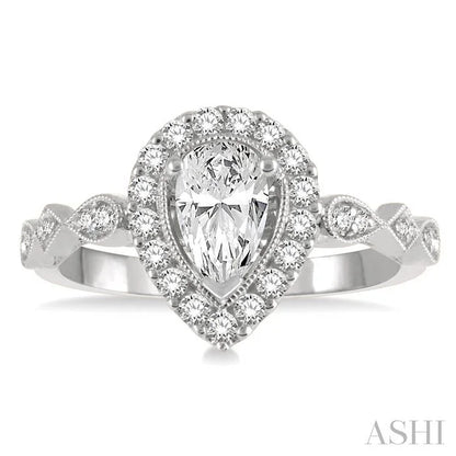 Pear Shape Halo Diamond Engagement Ring