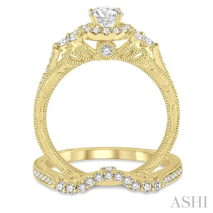 Round Shape Halo Diamond Wedding Set