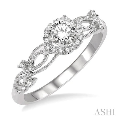 Round Shape Halo Diamond Engagement Ring