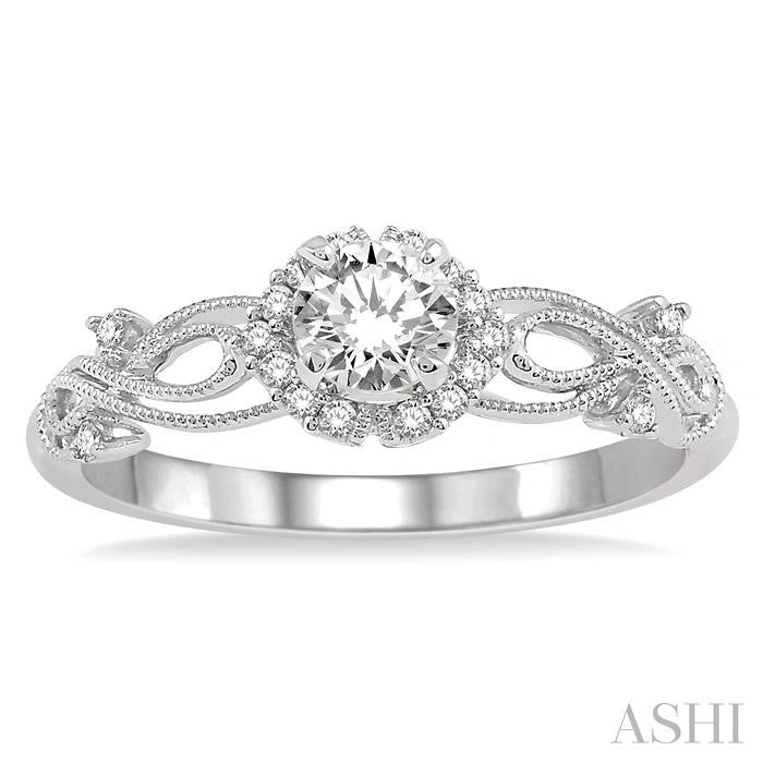 Round Shape Halo Diamond Engagement Ring