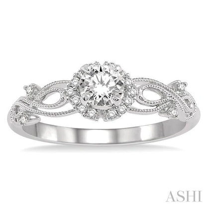 Round Shape Halo Diamond Engagement Ring