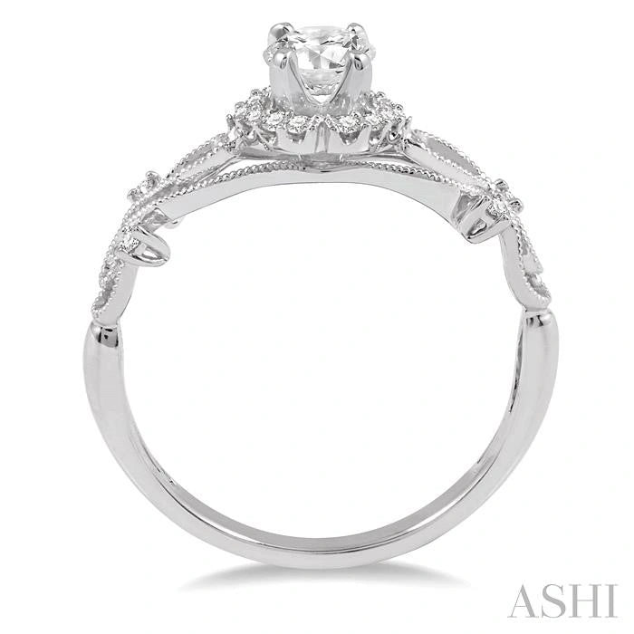 Round Shape Halo Diamond Engagement Ring