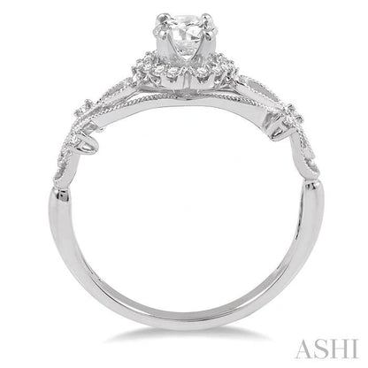 Round Shape Halo Diamond Engagement Ring
