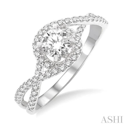 Round Shape Halo Diamond Engagement Ring