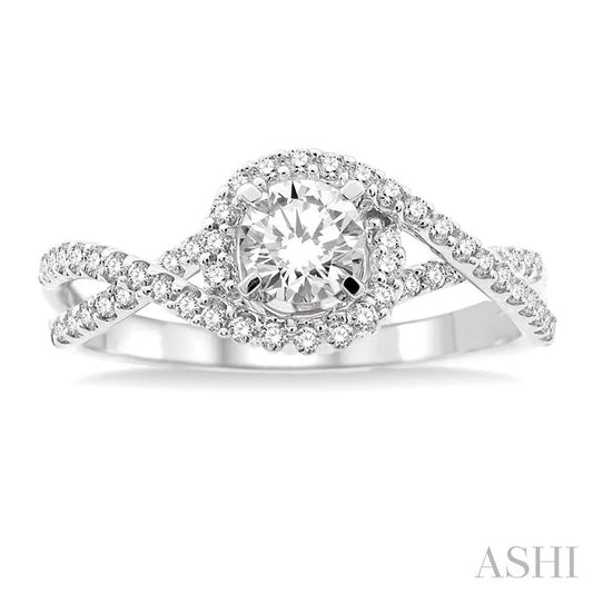 Round Shape Halo Diamond Engagement Ring