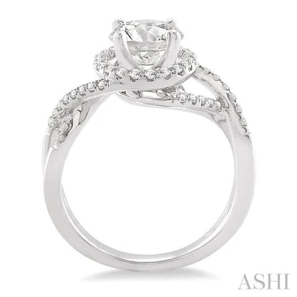 Round Shape Semi-Mount Halo Diamond Engagement Ring
