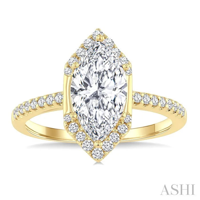 Marquise Shape Semi-Mount Diamond Engagement Ring