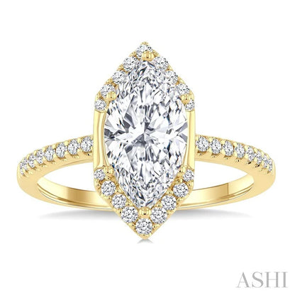 Marquise Shape Semi-Mount Diamond Engagement Ring