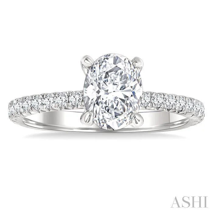 Oval Shape Semi-Mount Diamond Engagement Ring