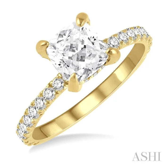 Cushion Shape Semi-Mount Diamond Engagement Ring