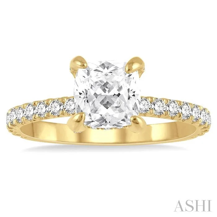 Cushion Shape Semi-Mount Diamond Engagement Ring