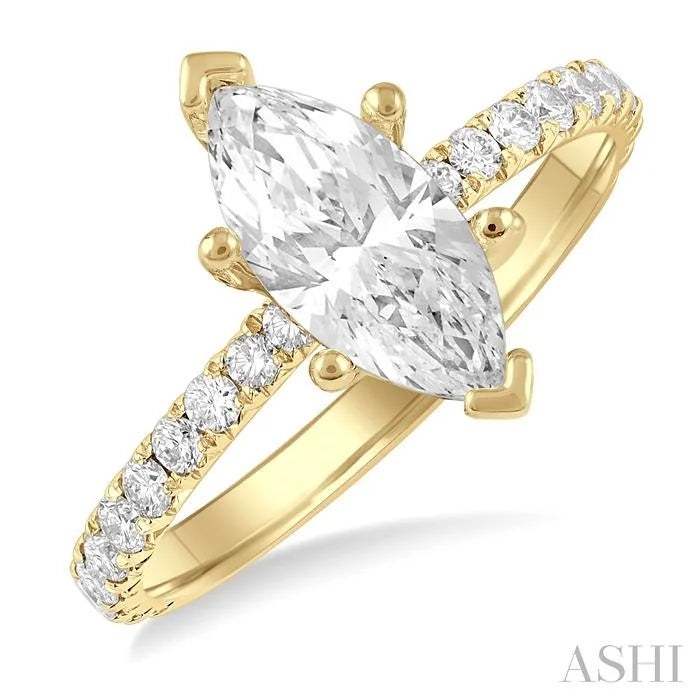 Marquise Shape Semi-Mount Diamond Engagement Ring