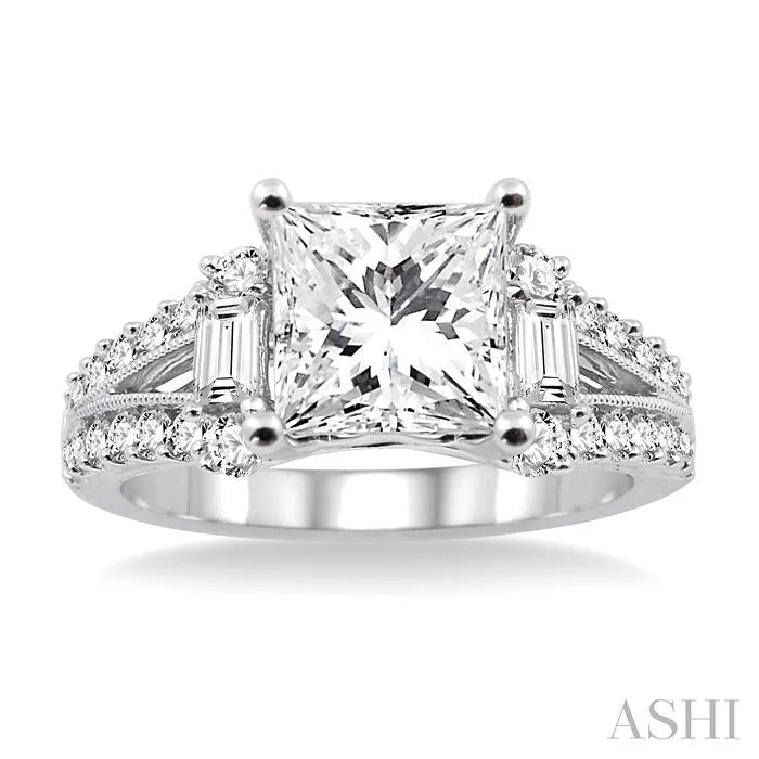 Princess Shape Semi-Mount Diamond Engagement Ring