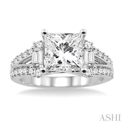 Princess Shape Semi-Mount Diamond Engagement Ring