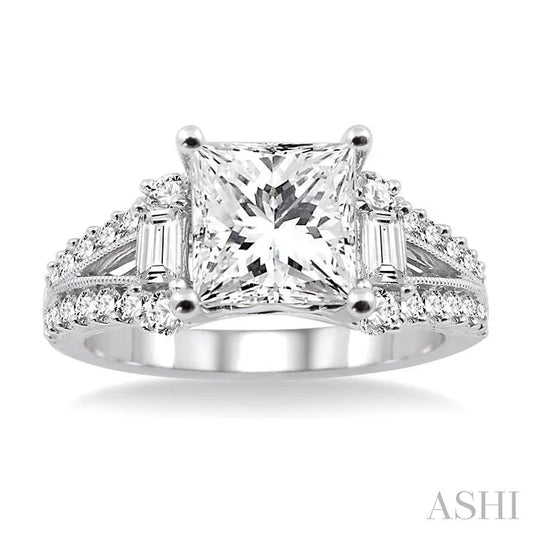 Princess Shape Semi-Mount Diamond Engagement Ring