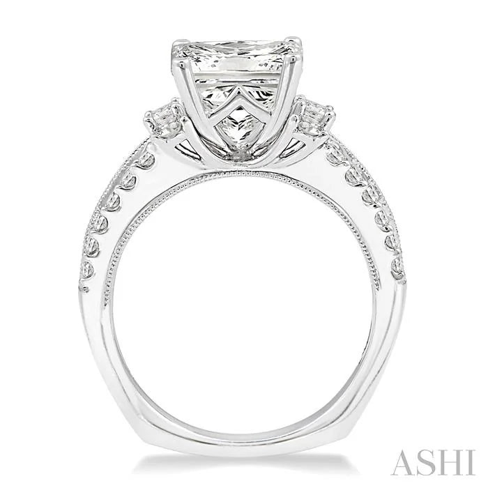 Princess Shape Semi-Mount Diamond Engagement Ring
