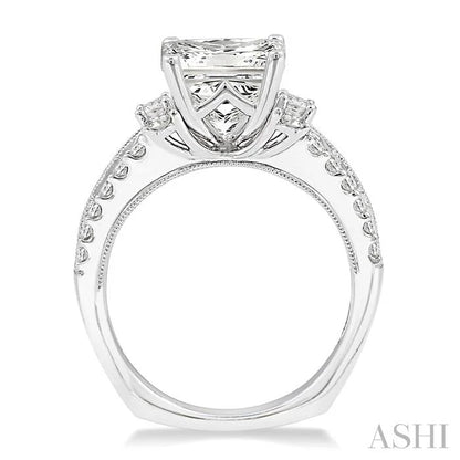 Princess Shape Semi-Mount Diamond Engagement Ring