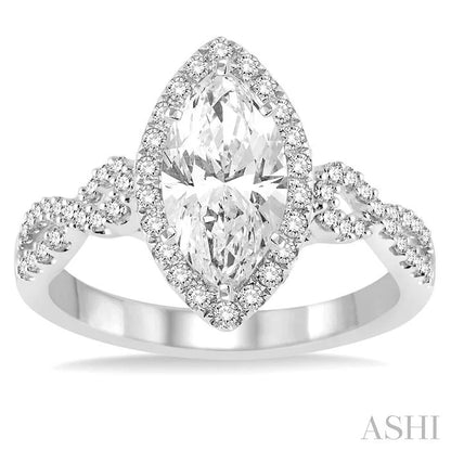 Marquise Shape Halo Diamond Engagement Ring