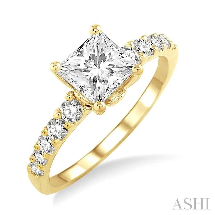 Princess Shape Semi-Mount Diamond Engagement Ring