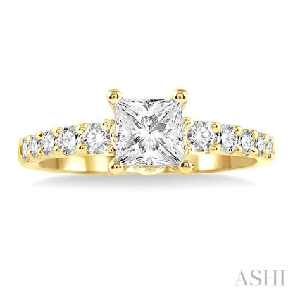 Princess Shape Semi-Mount Diamond Engagement Ring