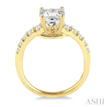 Princess Shape Semi-Mount Diamond Engagement Ring