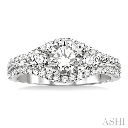 Round Shape Semi-Mount Diamond Engagement Ring