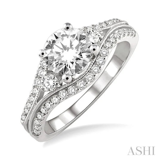 Round Shape Semi-Mount Diamond Engagement Ring