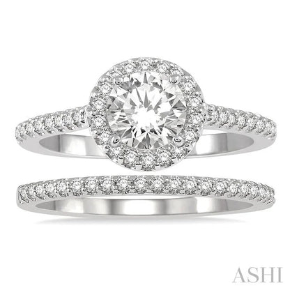 Round Shape Halo Diamond Wedding Set