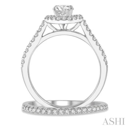 Round Shape Halo Diamond Wedding Set