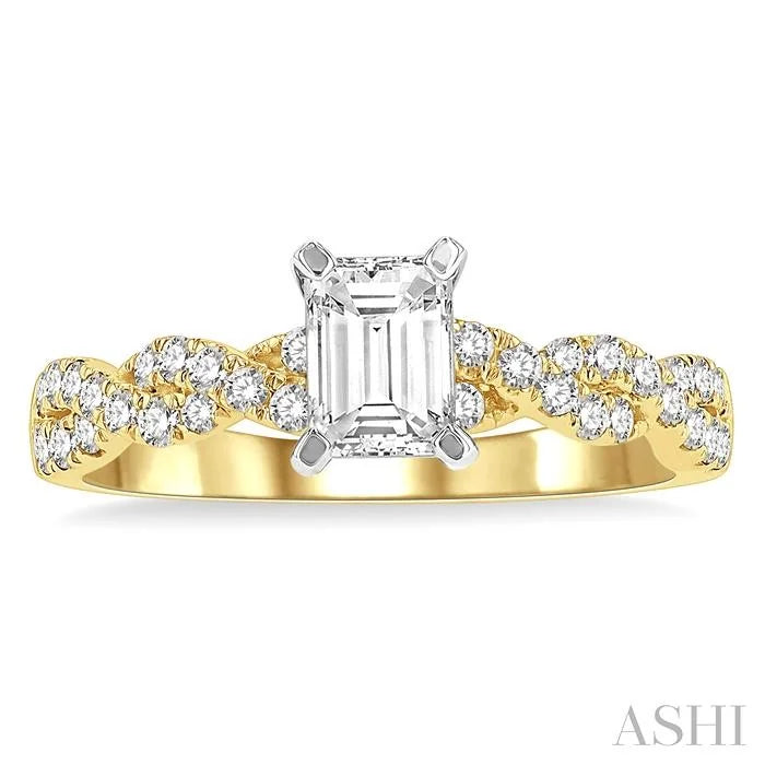 Emerald Shape Semi-Mount Diamond Engagement Ring