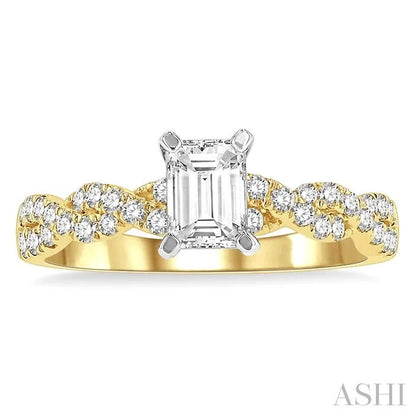 Emerald Shape Semi-Mount Diamond Engagement Ring