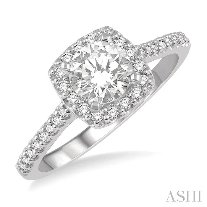 Cushion Shape Halo Diamond Engagement Ring