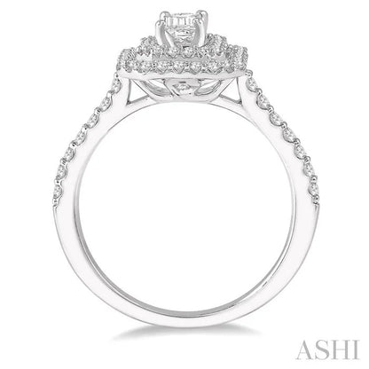 Emerald Shape Halo Diamond Engagement Ring