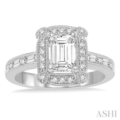 Emerald Shape Halo Diamond Engagement Ring
