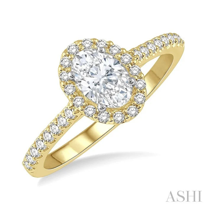 Oval Shape Halo Diamond Engagement Ring