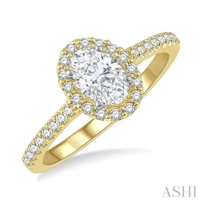 Oval Shape Halo Diamond Engagement Ring