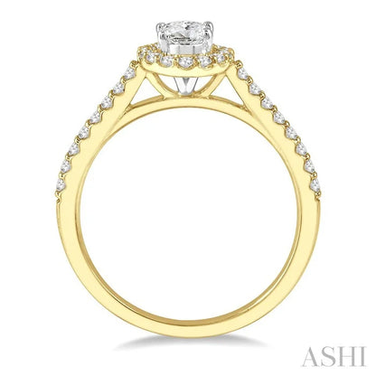 Oval Shape Halo Diamond Engagement Ring