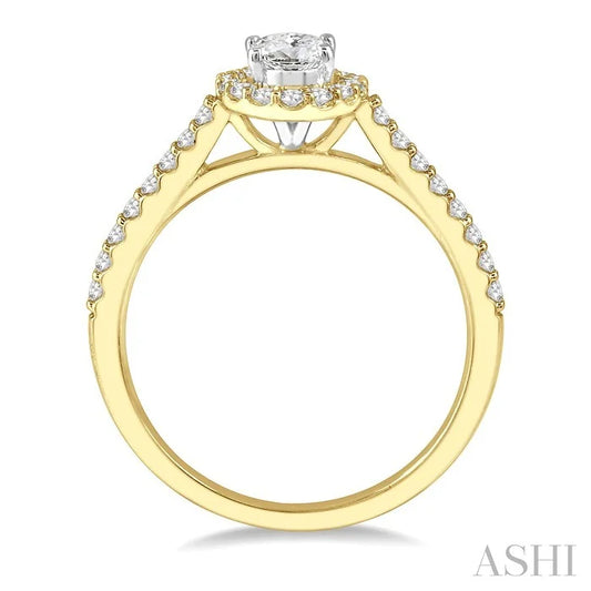 Oval Shape Semi-Mount Halo Diamond Engagement Ring