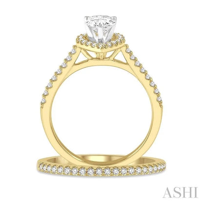 Pear Shape Halo Diamond Wedding Set