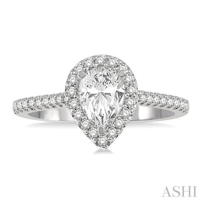 Pear Shape Halo Diamond Engagement Ring