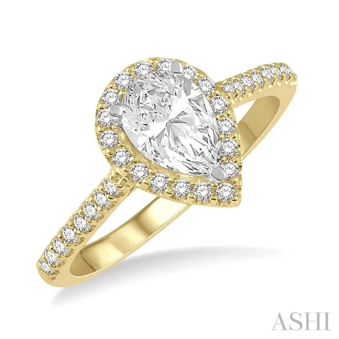 Pear Shape Halo Diamond Engagement Ring