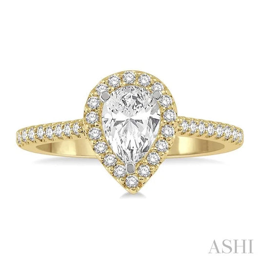 Pear Shape Halo Diamond Engagement Ring