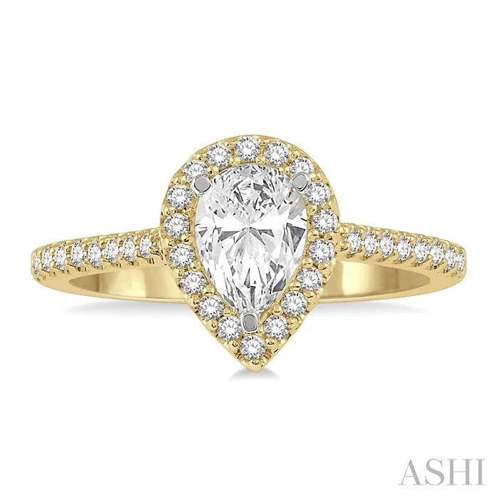 Pear Shape Halo Diamond Engagement Ring
