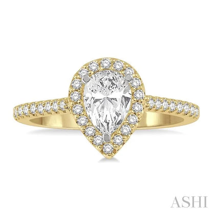 Pear Shape Halo Diamond Engagement Ring