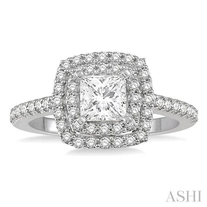 Princess Shape Halo Diamond Engagement Ring