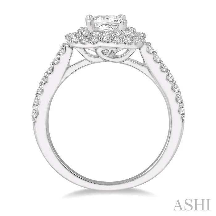 Princess Shape Halo Diamond Engagement Ring