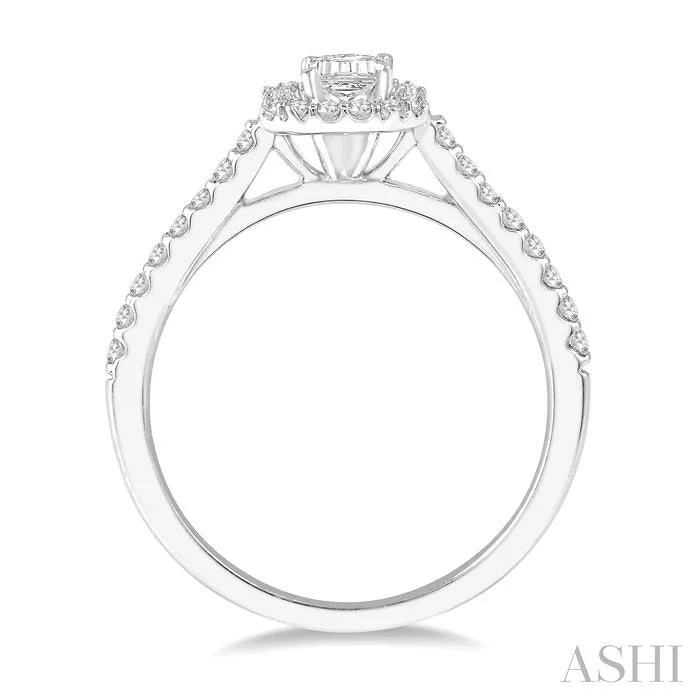 Emerald Shape Halo Diamond Engagement Ring